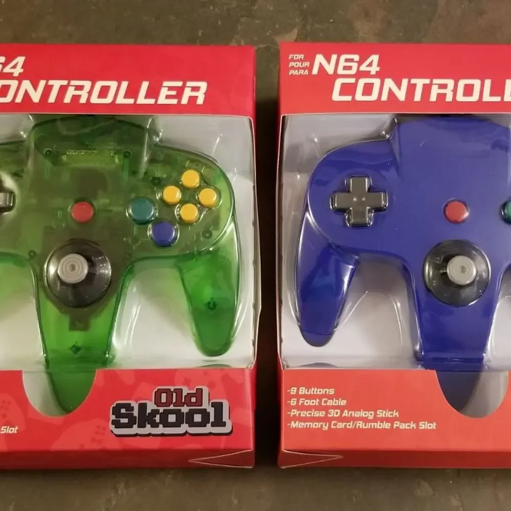 2 N64 Controllers - Blue & Jungle Green (NEW) - Nintendo64 - Old Skool